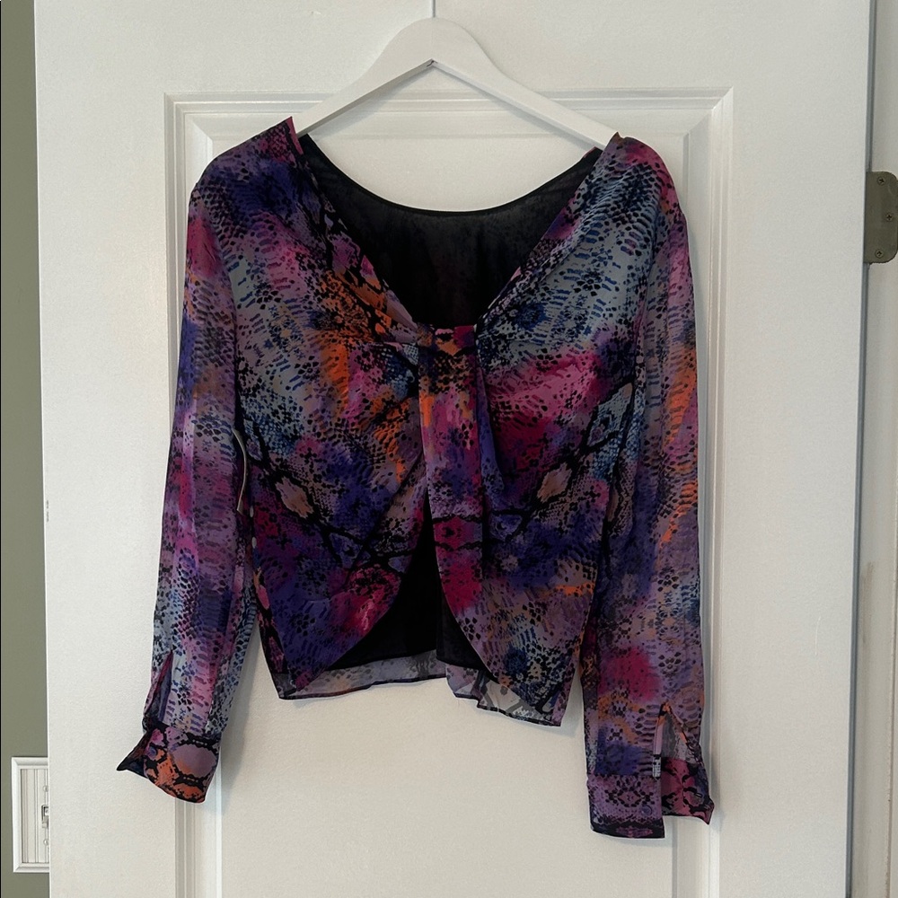 Bar III Vibrant Multicolor Sheer Blouse